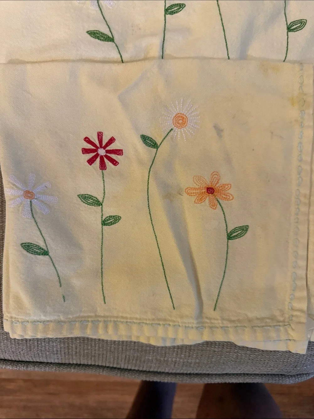 VINTAGE CLOTH NAPKINCream Embroidered Floral Set - Cream Daisy Design